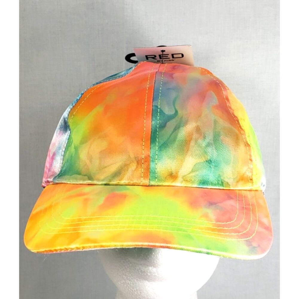 Red by Kiss Keyshia Cole All Over Satin Silky Tie Die Baseball Cap FH019 NWT